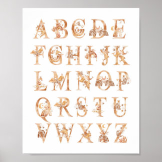 Alphabet Nursery Decor Watercolor ABC-diagram Poster