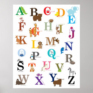 Alphabet Nursery Wall Art, ursprungligt teckning Poster