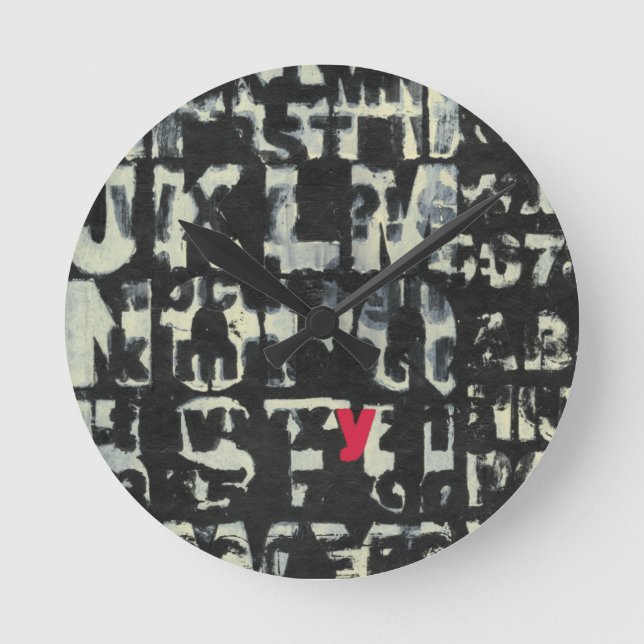 Alphabet Painting av Norman Wyatt Rund Klocka (Framsida)