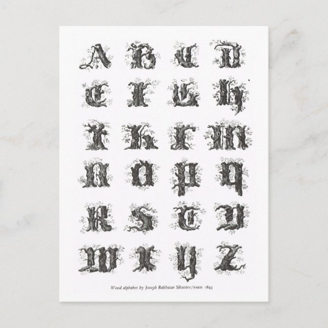 Alphabet Päris 1843 Vykort (Framsida)