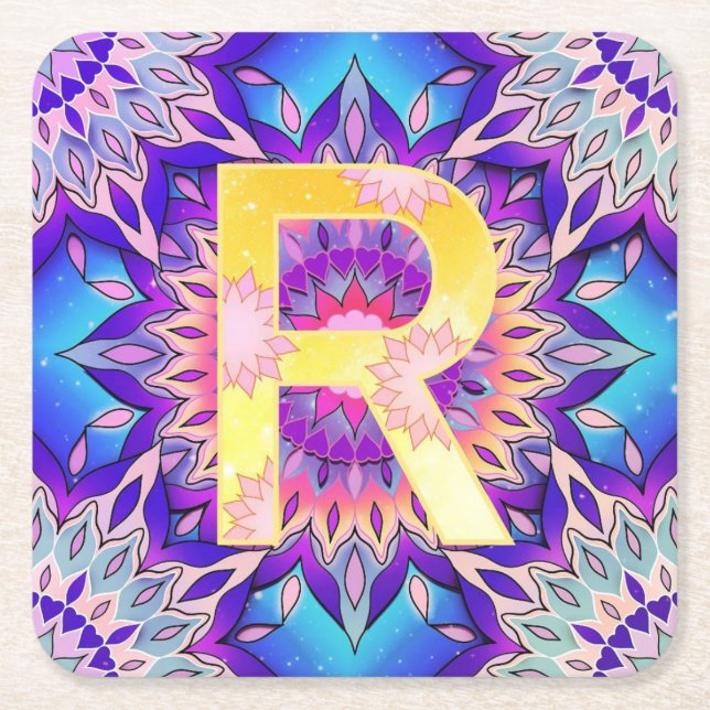 Alphabet R Underlägg Papper Kvadrat (Framsidan)