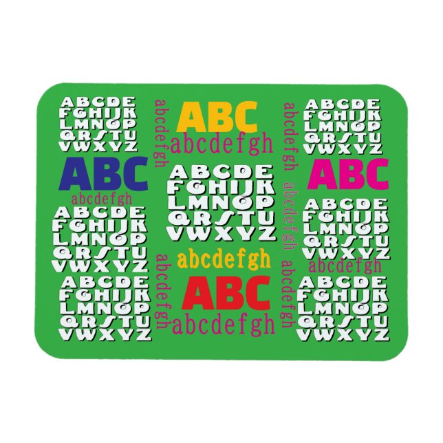 Alphabet Rainbow Green Refrigerator    Magnet (Horisontell)