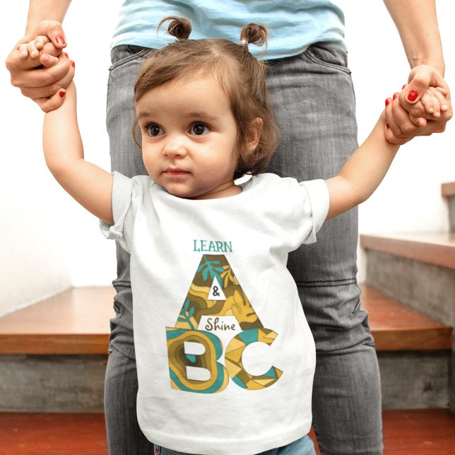 Alphabet Random Brev Art T Shirt (Learn and shine little baby girl or boy.kids favorite tee,baby body suit,family matching t-shirt)