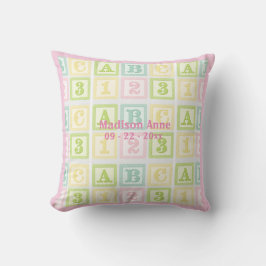 Alphabet Rosa Flicka Namn Personlig Kudde