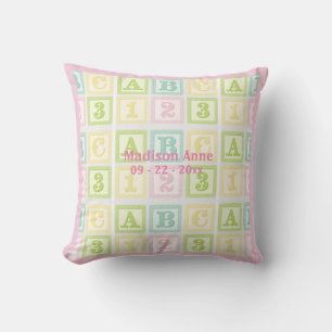 Alphabet Rosa Flicka Namn Personlig Kudde