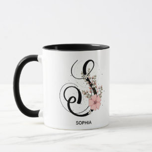 Alphabet Script Brev S Blommigt Monogram Flower Mugg