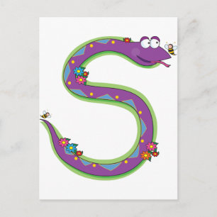 Alphabet Snake på djur Vykort