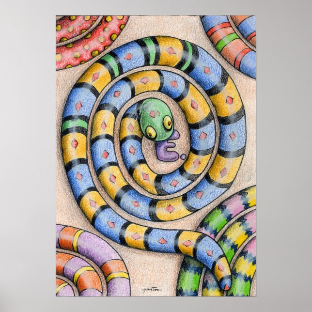 Alphabet Snake Poster från Denis Gaston Art (Framsidan)