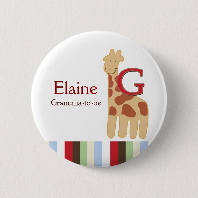 Alphabet Soppa (Giraffe) NAMN BRICKA Anpassningsba Knapp (Framsida)