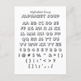 Alphabet Soppa - Zazzle Font Sampler Lakan Vykort