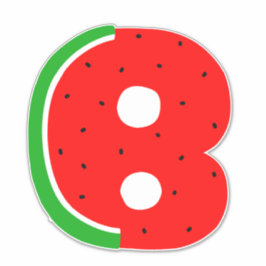 Alphabet Sticker, Brev B Sticker, Watermelon Klistermärken