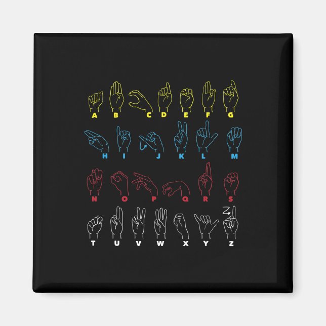 Alphabet Teacher American Sjunga Language Asl-diag Magnet (Framsidan)