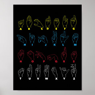 Alphabet Teacher American Sjunga Language Asl-diag Poster