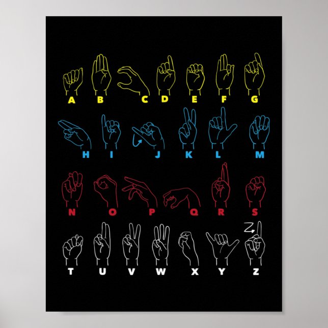 Alphabet Teacher American Sjunga Language Asl-diag Poster (Framsidan)