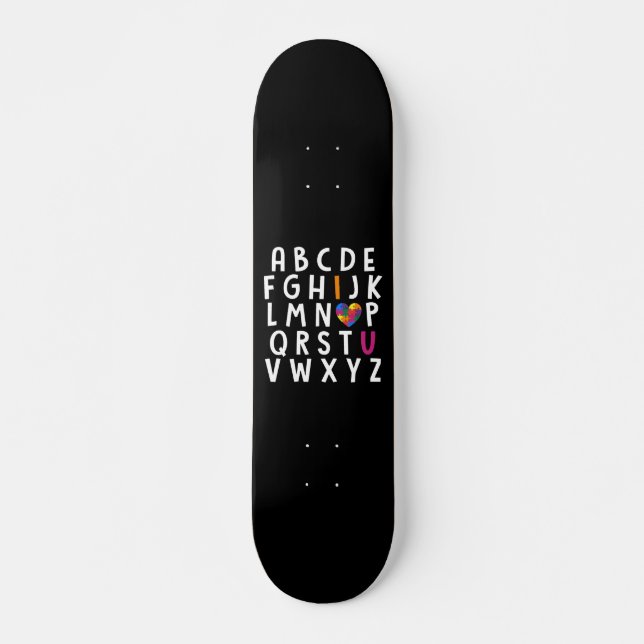 Alphabet Typografi om autism Mini Skateboard Bräda 18,5 Cm (Framsida)
