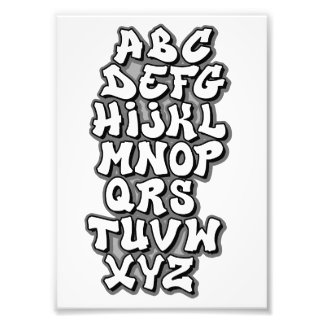 Alphabet White / Grey Fototryck