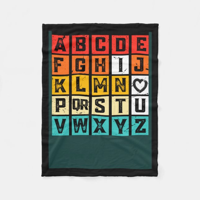 Alphabetic Abcd Love You Valentines Day Red Heart  Fleecefilt (Framsidan)