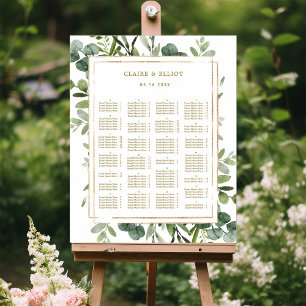 ALPHABETISK ORDER Guld Greenery Bröllop Sittplats Poster