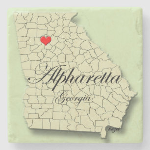 Alpharetta Georgia, hjärta, karta, underlägg Sten