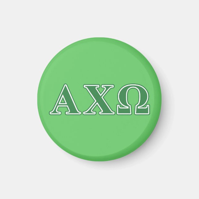 Alphi Chi Omega Gröna Bokstäver Magnet (Framsidan)