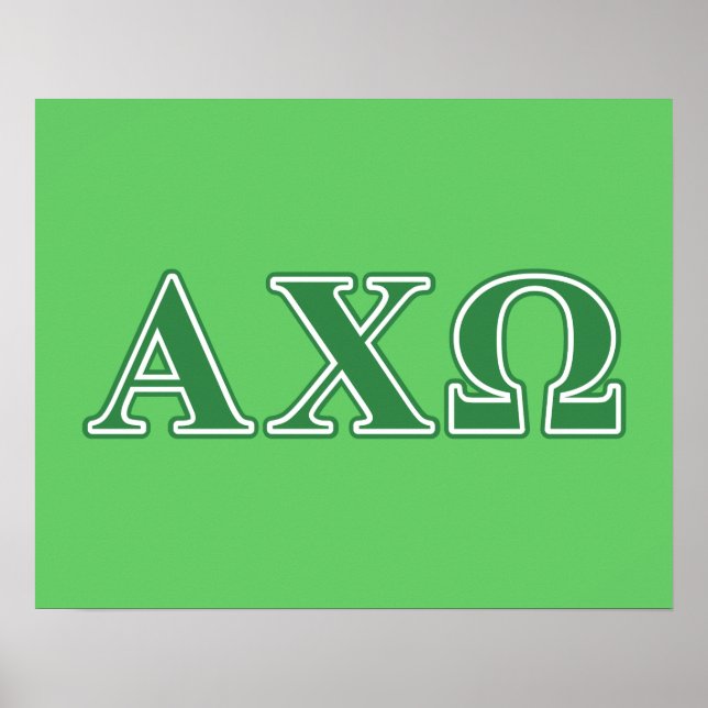 Alphi Chi Omega Gröna Bokstäver Poster (Framsidan)