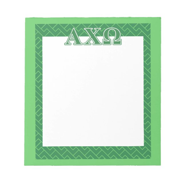 Alphi Chi Omega Grönt Brev Anteckningsblock (Framsida)