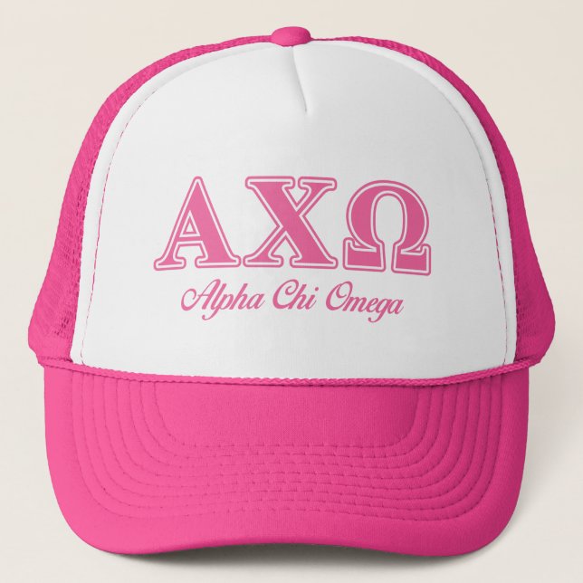 Alphi Chi Omega Rosa Bokstäver Keps (Framsida)
