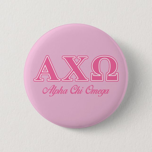 Alphi Chi Omega Rosa Bokstäver Knapp (Framsida)