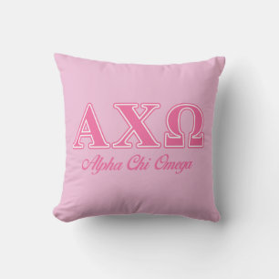 Alphi Chi Omega Rosa Bokstäver Kudde