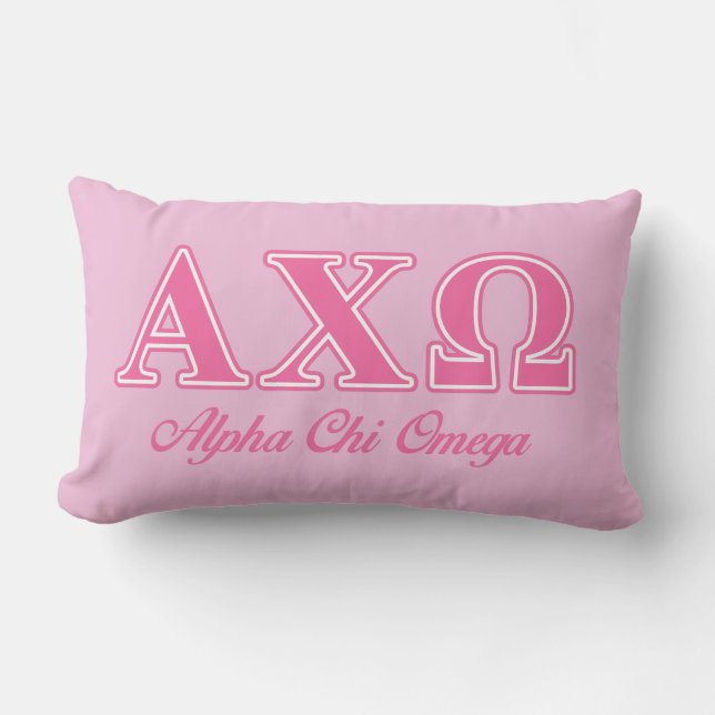 Alphi Chi Omega Rosa Bokstäver Lumbarkudde (Framsida)