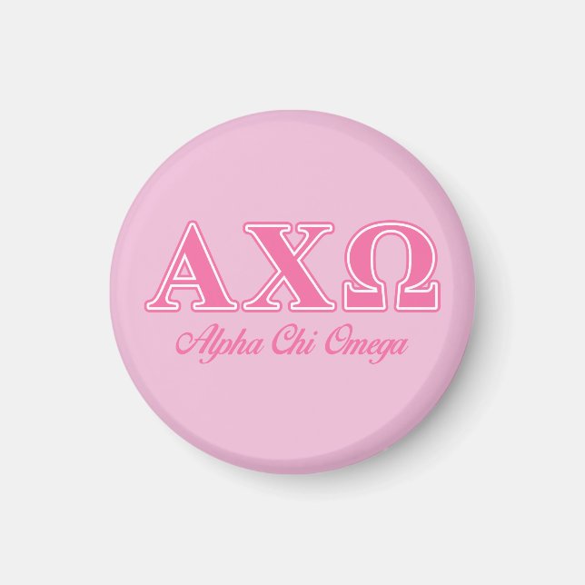 Alphi Chi Omega Rosa Bokstäver Magnet (Framsidan)