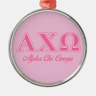 Alphi Chi Omega Rosa Brev Julgransprydnad Metall