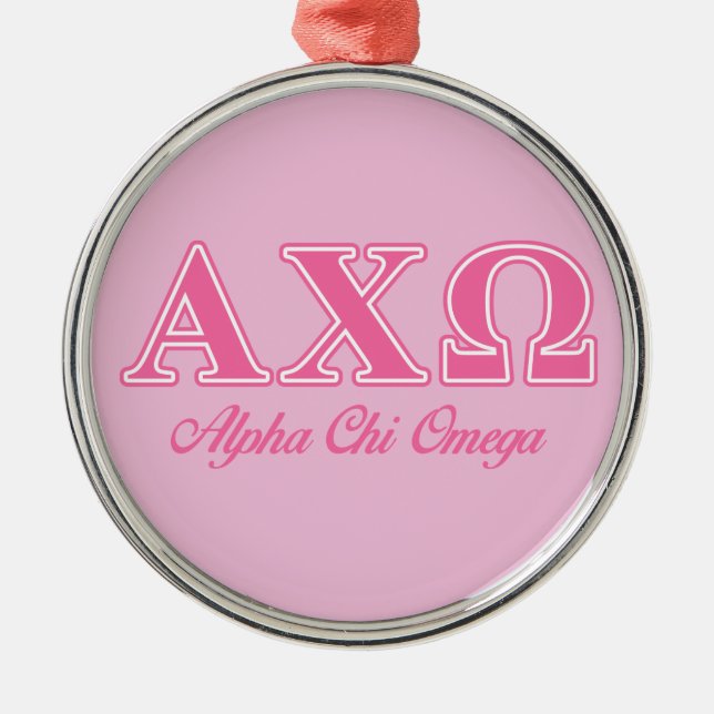 Alphi Chi Omega Rosa Brev Julgransprydnad Metall (Framsidan)