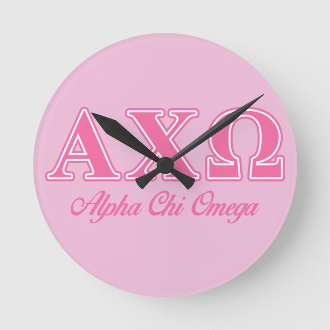 Alphi Chi Omega Rosa Brev Rund Klocka (Framsida)