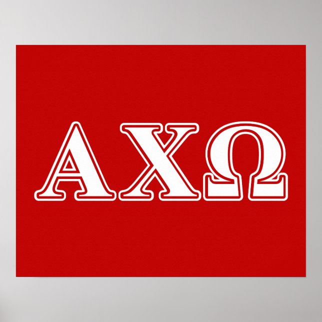 Alphi Chi Omega Vita och Röda Bokstäver Poster (Framsidan)
