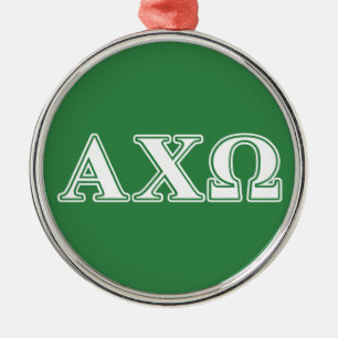 Alphi Chi Omega White och Grönt Brev Julgransprydnad Metall