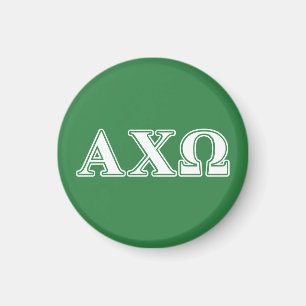 Alphi Chi Omega White och Grönt Brev Magnet