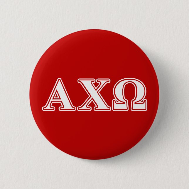 Alphi Chi Omega White och Red Brev Knapp (Framsida)