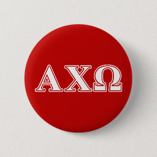 Alphi Chi Omega White och Red Brev Knapp