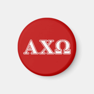 Alphi Chi Omega White och Red Brev Magnet
