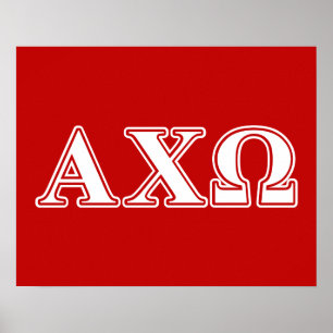 Alphi Chi Omega White och Red Brev Poster