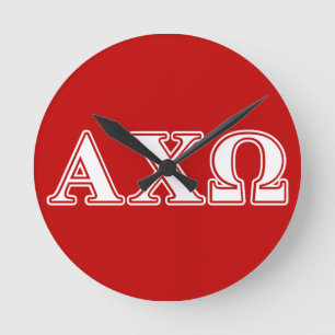 Alphi Chi Omega White och Red Brev Rund Klocka