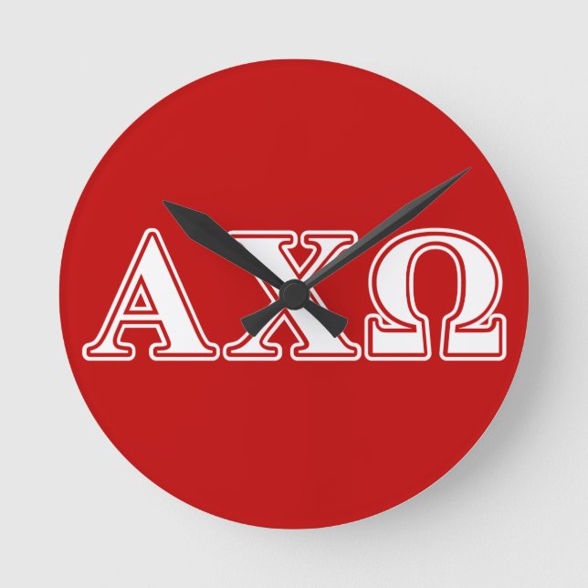 Alphi Chi Omega White och Red Brev Rund Klocka (Framsida)