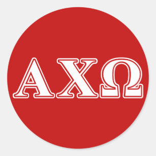 Alphi Chi Omega White och Red Brev Runt Klistermärke