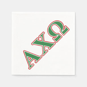 Alphi ChiOmega grönt och röda brev Pappersservett