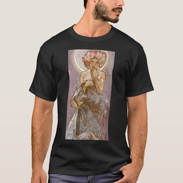 Alphone Mucha ~ Måne 1902 Tee Shirt (Framsida)