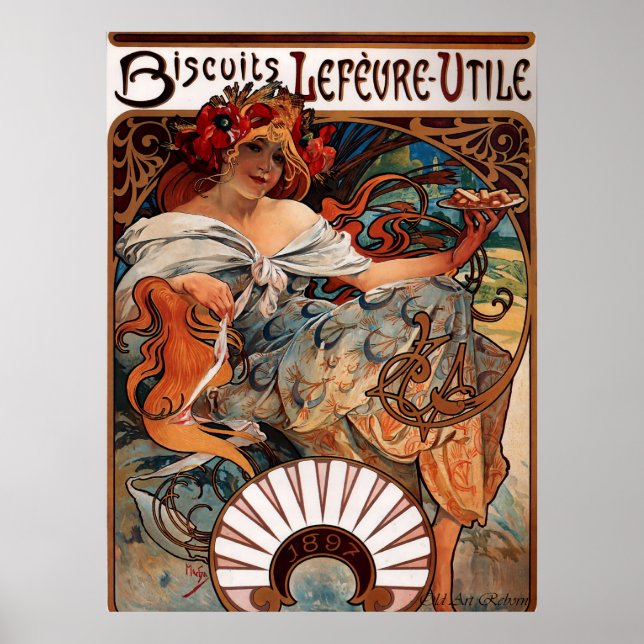 Alphons Mucha Biscuit Advertisement Poster (Framsidan)