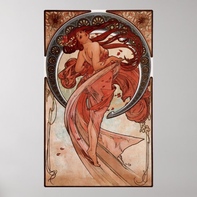 Alphons Mucha Dancing Dam Poster (Framsidan)