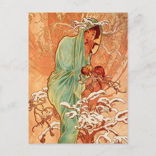 Alphons Mucha - fyra säsonger - Vinter Vykort