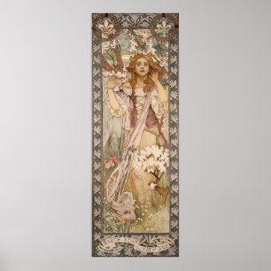 Alphons Mucha-överraskning i skogen Poster